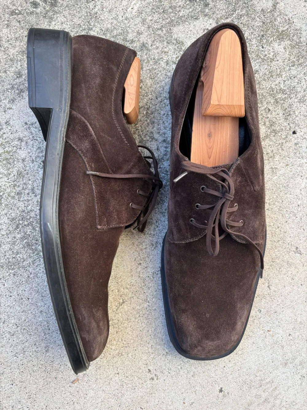 Salvatore Ferragamo Brown Suede Derby Dress Shoes - Men's 12 Made In Italy